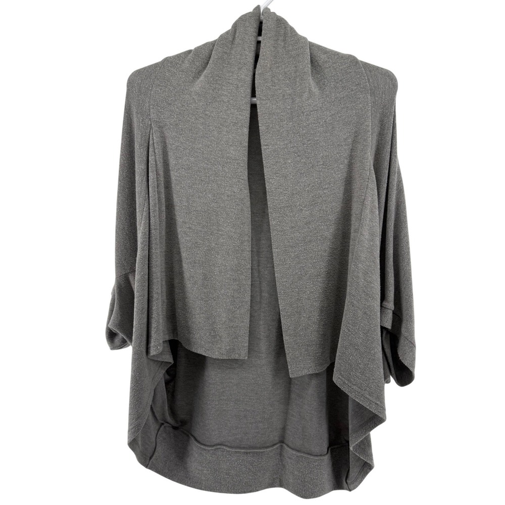 Cupcakes and Cashmere Grey Open Front Draped High Low Cardigan CG32934 M